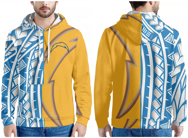 Men's Los Angeles Chargers Blue/Yellow/White Pullover Hoodie Men's Los Angeles Chargers Blue/Yellow/White Pullover Hoodie