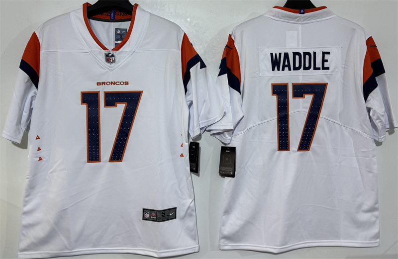 Men's Denver Broncos #17 Jaylen Waddle White 2026 Vapor Limited Stitched Football Jersey