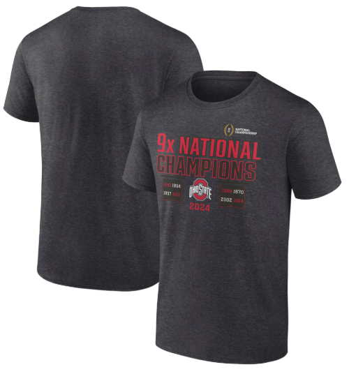 Men's Ohio State Buckeyes Black Nine-Time Football National Champions Stellar Charge T-Shirt