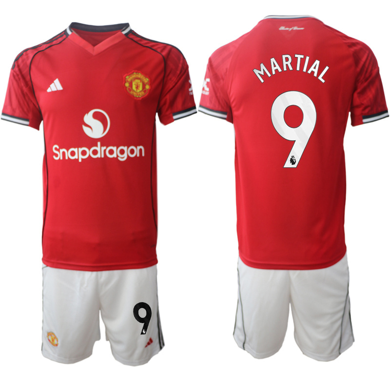 Men's Manchester United #9 Rasmus Højlund 2025/26 Red Home Soccer Jersey Suit