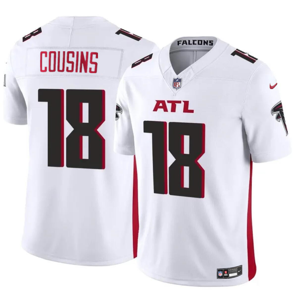 Men's Atlanta Falcons #18 Kirk Cousins White 2023 F.U.S.E. Vapor Untouchable Limited Stitched Football Jersey Men's Atlanta Falcons #18 Kirk Cousins White 2023 F.U.S.E. Vapor Untouchable Limited Stitched Football Jersey