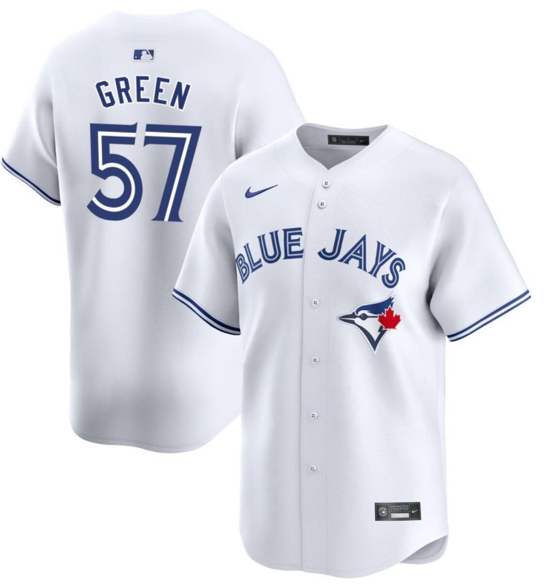 Men's Toronto Blue Jays #57 Chad Green White Cool Base Stitched Jersey Men's Toronto Blue Jays #57 Chad Green White Cool Base Stitched Jersey