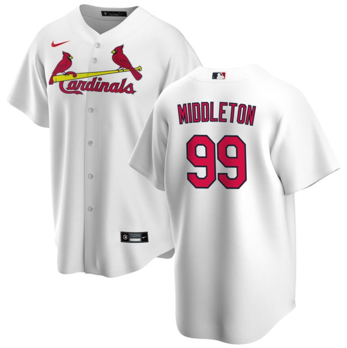 Men's St. Louis Cardinals #99 Keynan Middleton White Cool Base Stitched Jersey Men's St. Louis Cardinals #99 Keynan Middleton White Cool Base Stitched Jersey