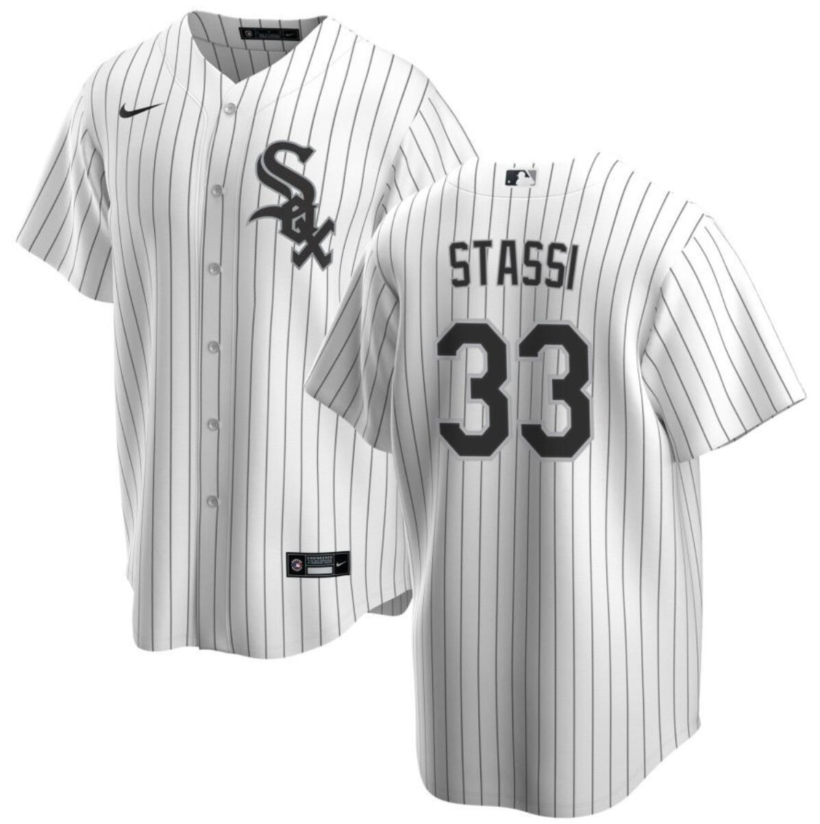 Men's Chicago White Sox #33 Max Stassi White Cool Base Stitched Jersey Men's Chicago White Sox #33 Max Stassi White Cool Base Stitched Jersey