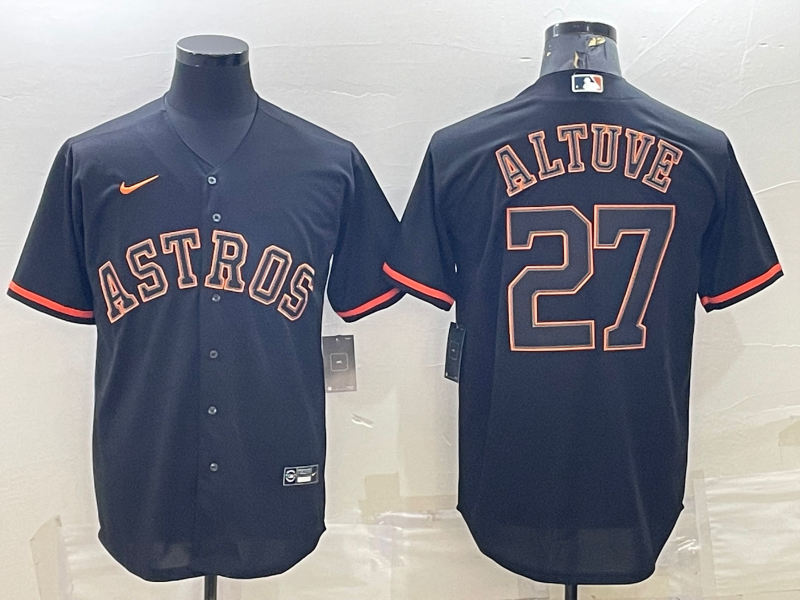 Men's Houston Astros #27 Jose Altuve Black Cool Base Stitched Jersey Men's Houston Astros #27 Jose Altuve Black Cool Base Stitched Jersey