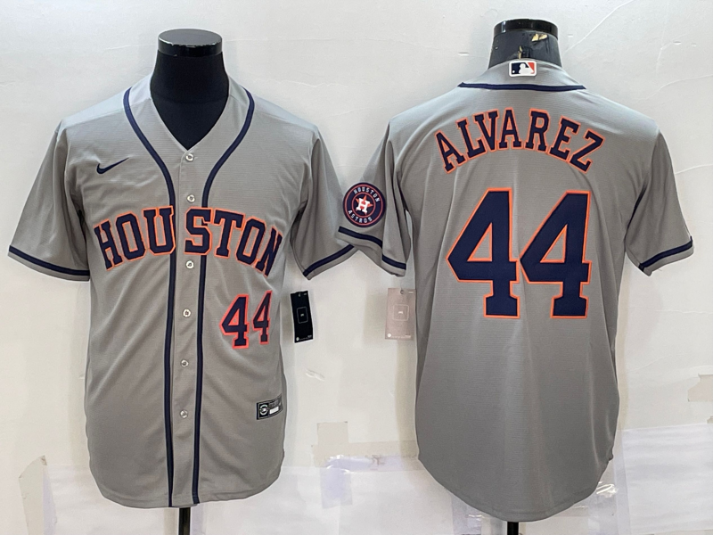 Men's Houston Astros #44 Yordan Alvarez Grey With Patch Cool Base Stitched Jersey Men's Houston Astros #44 Yordan Alvarez Grey With Patch Cool Base Stitched Jersey