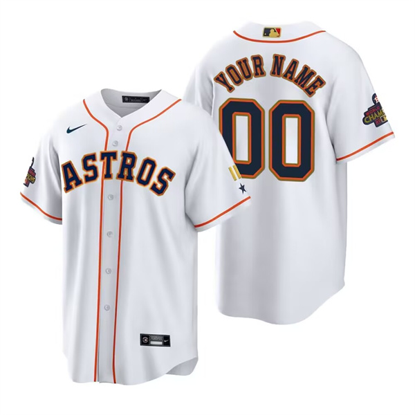 Men's Houston Astros Active Player Custom White Gold 2022 World Series Champions Stitched Baseball Jersey Men's Houston Astros Active Player Custom White Gold 2022 World Series Champions Stitched Baseball Jersey