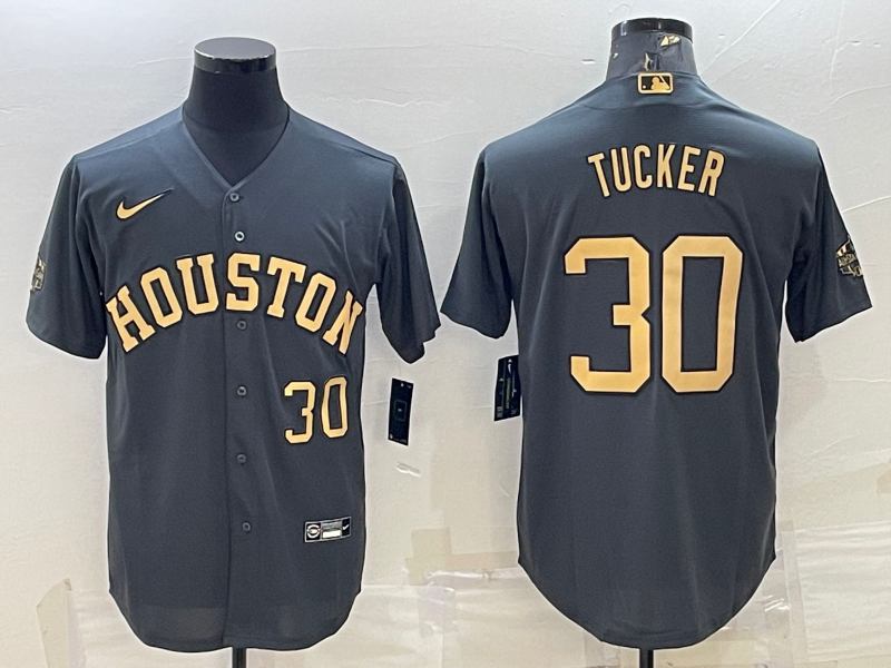 Men's Houston Astros #30 Kyle Tucker 2022 All-Star Charcoal Cool Base Stitched Baseball Jersey