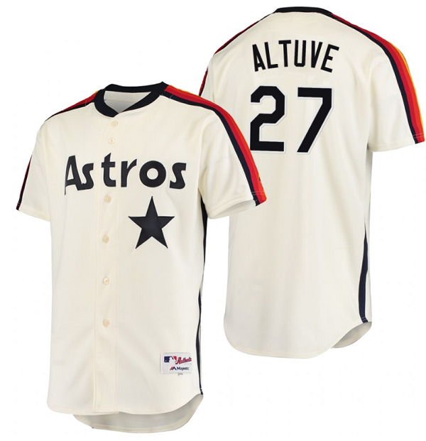 Men's Houston Astros Customized Cream Stitched Baseball Jersey Men's Houston Astros Customized Cream Stitched Baseball Jersey