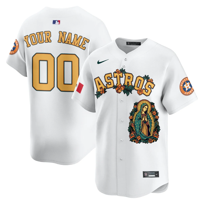 Men's Houston Astros Active Player Custom White Limited Print Baseball Jersey Men's Houston Astros Active Player Custom White Limited Print Baseball Jersey