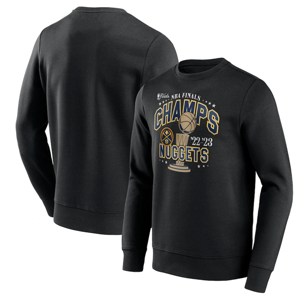 Men's Denver Nuggets Black 2023 Champions Slip Graphic Crew Sweatshirt Men's Denver Nuggets Black 2023 Champions Slip Graphic Crew Sweatshirt
