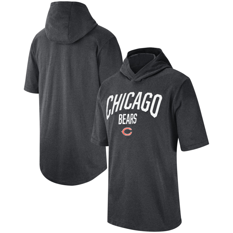 Men's Chicago Bears Heathered Charcoal Sideline Training Hooded Performance T-Shirt Men's Chicago Bears Heathered Charcoal Sideline Training Hooded Performance T-Shirt