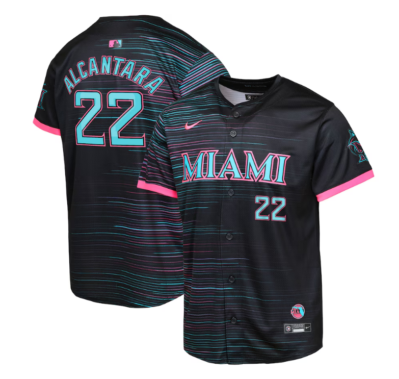 Men's Miami Marlins Custom Black 2025 City Connect Limited Base Stitched Jersey Men's Miami Marlins Custom Black 2025 City Connect Limited Base Stitched Jersey