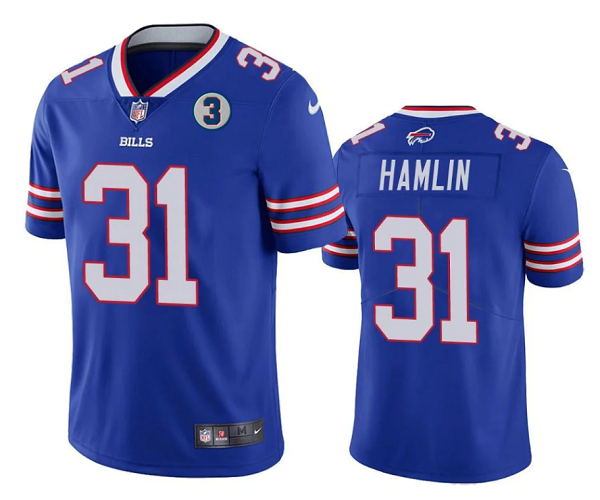 Men's Buffalo Bills #31 Damar Hamlin Blue With NO.3 Patch Vapor Untouchable Limited Stitched Jersey Men's Buffalo Bills #31 Damar Hamlin Blue With NO.3 Patch Vapor Untouchable Limited Stitched Jersey