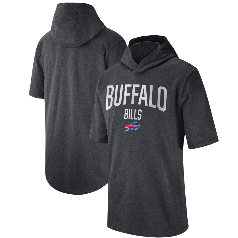 Men's Buffalo Bills Heathered Charcoal Sideline Training Hooded Performance T-Shirt Men's Buffalo Bills Heathered Charcoal Sideline Training Hooded Performance T-Shirt