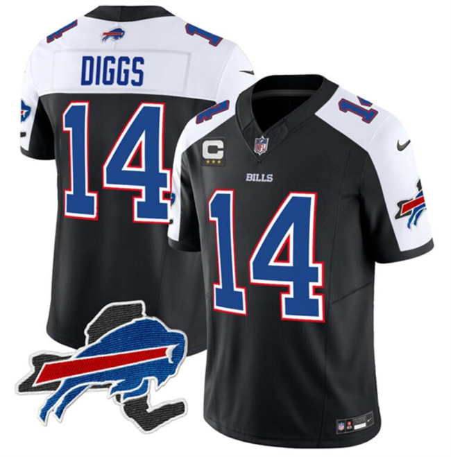 Men's Buffalo Bills Active Player Custom Black/White 2023 F.U.S.E. New York Patch And 3-Star C Patch Vapor Untouchable Limited Stitched Football Jersey