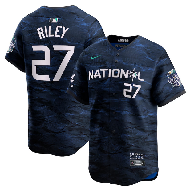 Men's Atlanta Braves #27 Austin Riley Royal 2023 All-star Cool Base Stitched Baseball Jersey Men's Atlanta Braves #27 Austin Riley Royal 2023 All-star Cool Base Stitched Baseball Jersey