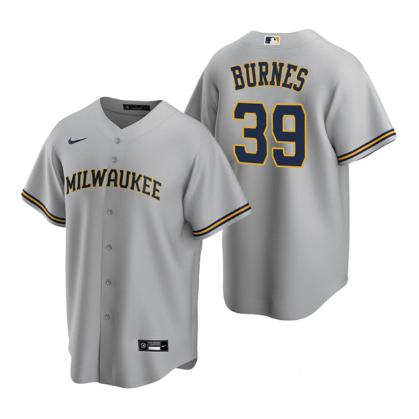 Men's Milwaukee Brewers #39 Corbin Burnes Grey Cool Base Stitched Jersey Men's Milwaukee Brewers #39 Corbin Burnes Grey Cool Base Stitched Jersey