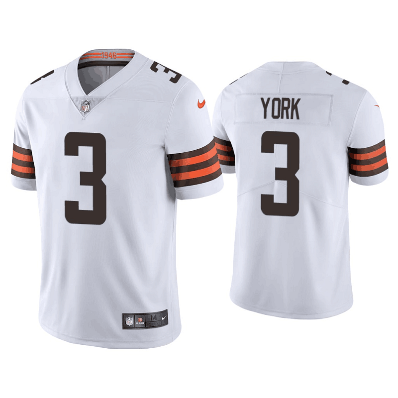 Men's Cleveland Browns #3 Cade York White Vapor Untouchable Limited Stitched Jersey Men's Cleveland Browns #3 Cade York White Vapor Untouchable Limited Stitched Jersey