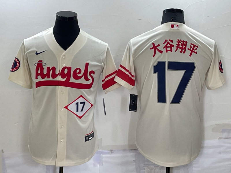 Men's Los Angeles Angels #17 大谷翔平 2022 Cream City Connect Cool Base Stitched Jersey Men's Los Angeles Angels #17 大谷翔平 2022 Cream City Connect Cool Base Stitched Jersey
