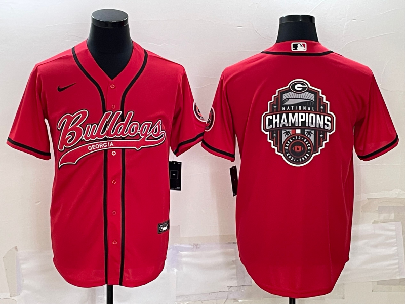 Men's Georgia Bulldogs Red Team Big Logo With Patch Cool Base Stitched Baseball Jersey Men's Georgia Bulldogs Red Team Big Logo With Patch Cool Base Stitched Baseball Jersey