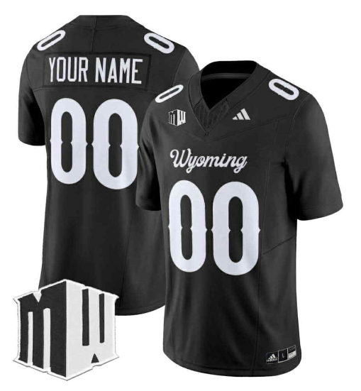 Youth Wyoming Cowboys Custom Black Stitched Jersey