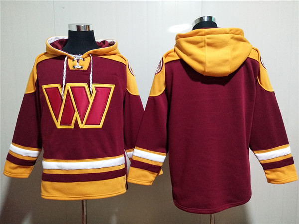 Men's Washington Commanders Blank Burgundy Lace-Up Pullover Hoodie Men's Washington Commanders Blank Burgundy Lace-Up Pullover Hoodie