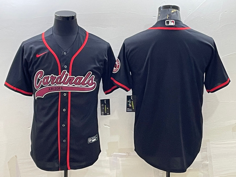 Men's Arizona Cardinals Blank Black With Patch Cool Base Stitched Baseball Jersey Men's Arizona Cardinals Blank Black With Patch Cool Base Stitched Baseball Jersey