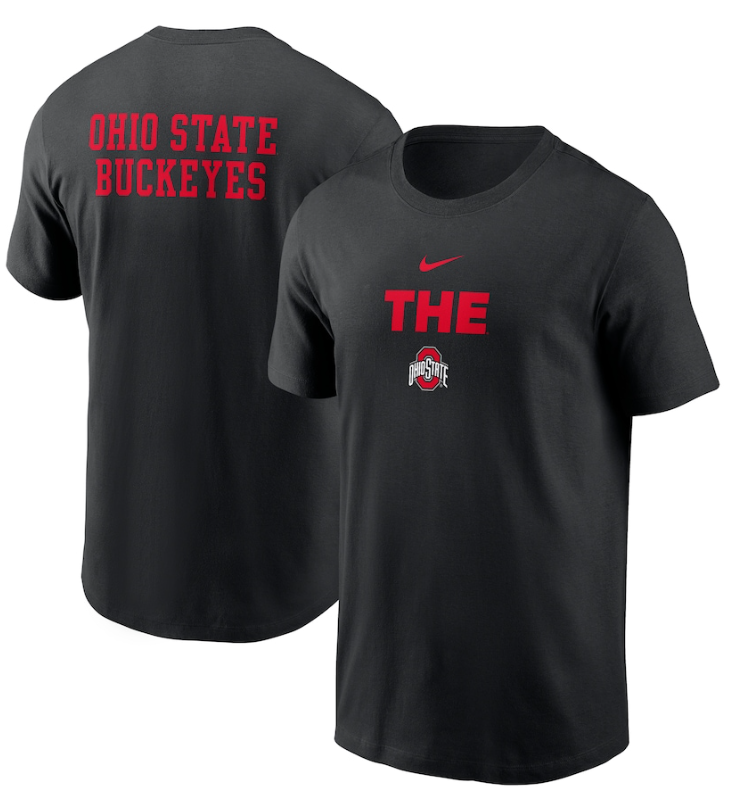 Men's Ohio State Buckeyes Black 2-Hit Stacked T-Shirt