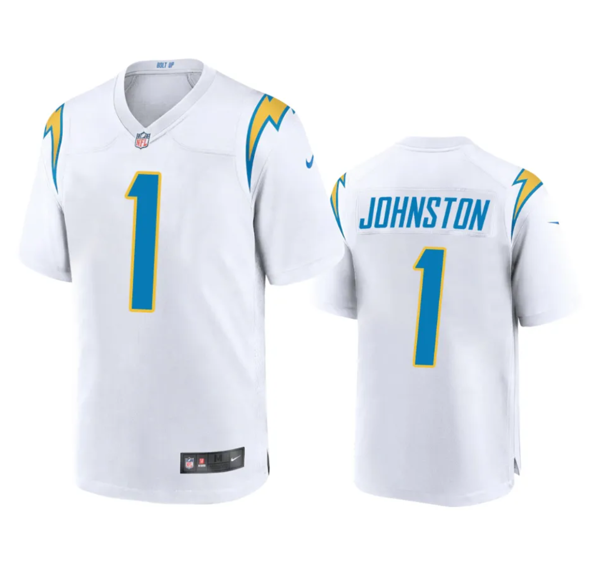 Men's Los Angeles Chargers #1 Quentin Johnston White Stitched Game Jersey Men's Los Angeles Chargers #1 Quentin Johnston White Stitched Game Jersey