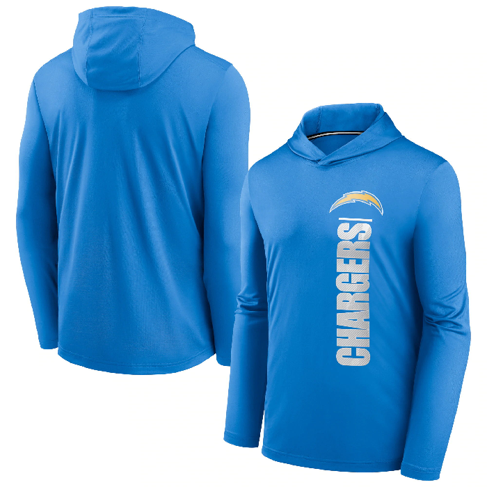 Men's Los Angeles Chargers Blue Fan Gear Team Stack Hoodie Performance Long Sleeve T-Shirt Men's Los Angeles Chargers Blue Fan Gear Team Stack Hoodie Performance Long Sleeve T-Shirt