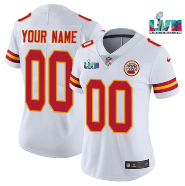 Women's Kansas City Chiefs Active Player Custom White Super Bowl LVII Patch Vapor Stitched Jersey(Run Small) Women's Kansas City Chiefs Active Player Custom White Super Bowl LVII Patch Vapor Stitched Jersey(Run Small)