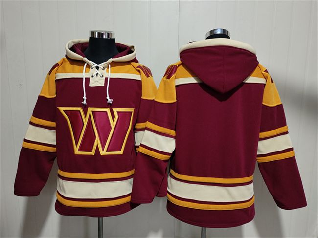 Men's Washington Commanders Blank Burgundy Ageless Must-Have Lace-Up Pullover Hoodie
