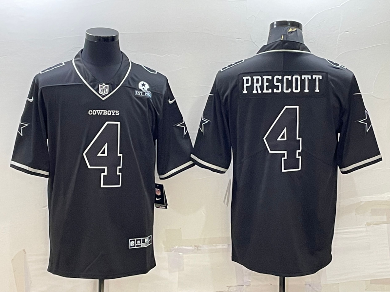 Men's Dallas Cowboys #4 Dak Prescott Black With 1960 Patch Limited Stitched Football Jersey Men's Dallas Cowboys #4 Dak Prescott Black With 1960 Patch Limited Stitched Football Jersey