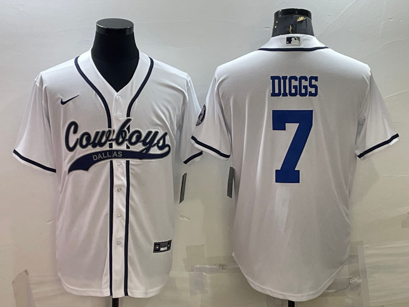 Men's Dallas Cowboys #7 Trevon Diggs White Cool Base Stitched Baseball Jersey Men's Dallas Cowboys #7 Trevon Diggs White Cool Base Stitched Baseball Jersey