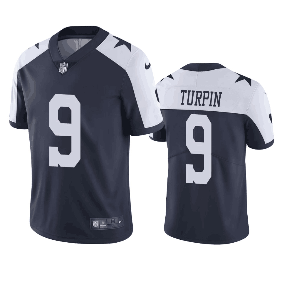 Men's Dallas Cowboys #9 KaVontae Turpin Navy/White Thanksgiving Vapor Limited Stitched Football Jersey Men's Dallas Cowboys #9 KaVontae Turpin Navy/White Thanksgiving Vapor Limited Stitched Football Jersey