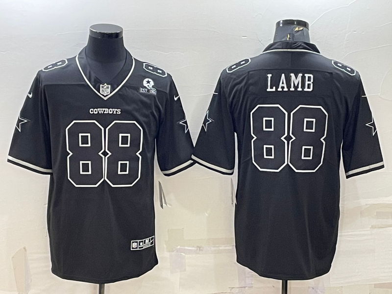Men's Dallas Cowboys #88 CeeDee Lamb Black With 1960 Patch Limited Stitched Football Jersey Men's Dallas Cowboys #88 CeeDee Lamb Black With 1960 Patch Limited Stitched Football Jersey