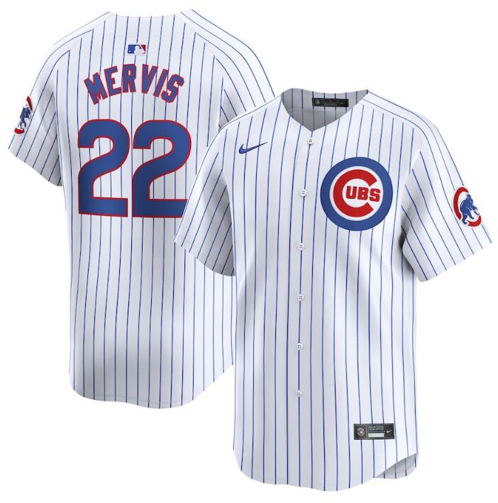 Men's Chicago Cubs #22 Matt Mervis White 2024 Home Limited Stitched Baseball Jersey Men's Chicago Cubs #22 Matt Mervis White 2024 Home Limited Stitched Baseball Jersey