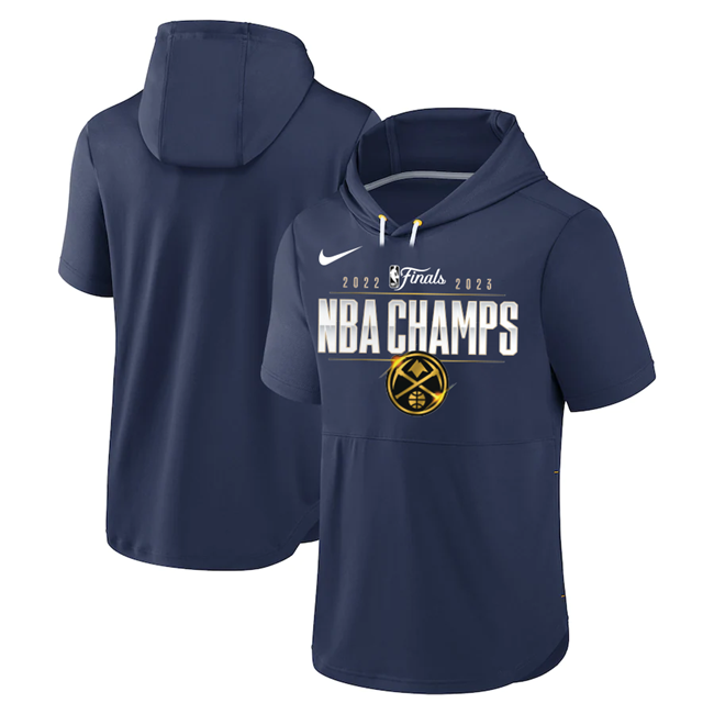 Men's Denver Nuggets Navy Champions Performance Short Sleeve Pullover Hoodie Men's Denver Nuggets Navy Champions Performance Short Sleeve Pullover Hoodie