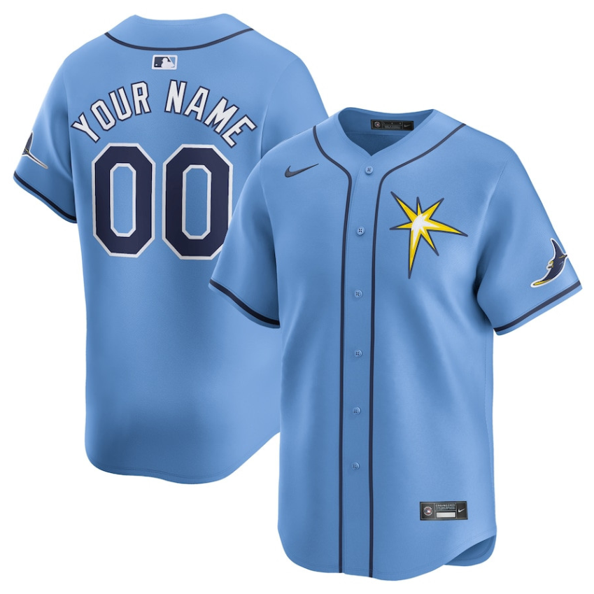 Men's Tampa Bay Rays Custom Light Blue Alternate Limited Baseball Jersey