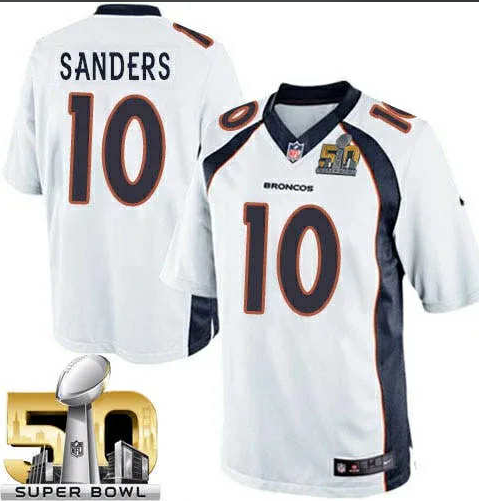 Men's Denver Broncos Custom White With Super Bowl Stitched Game Jersey