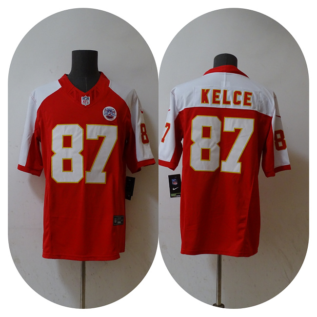 Men’s Kansas City Chiefs #87 Travis Kelce Red/White 2023 F.U.S.E. Vapor Untouchable Limited Stitched Jersey Men’s Kansas City Chiefs #87 Travis Kelce Red/White 2023 F.U.S.E. Vapor Untouchable Limited Stitched Jersey