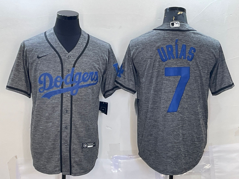Men's Los Angeles Dodgers #7 Julio Urías Grey Cool Base Stitched Jersey Men's Los Angeles Dodgers #7 Julio Urías Grey Cool Base Stitched Jersey