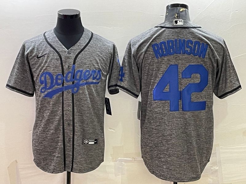 Men's Los Angeles Dodgers #42 Jackie Robinson Grey Cool Base Stitched Jersey Men's Los Angeles Dodgers #42 Jackie Robinson Grey Cool Base Stitched Jersey