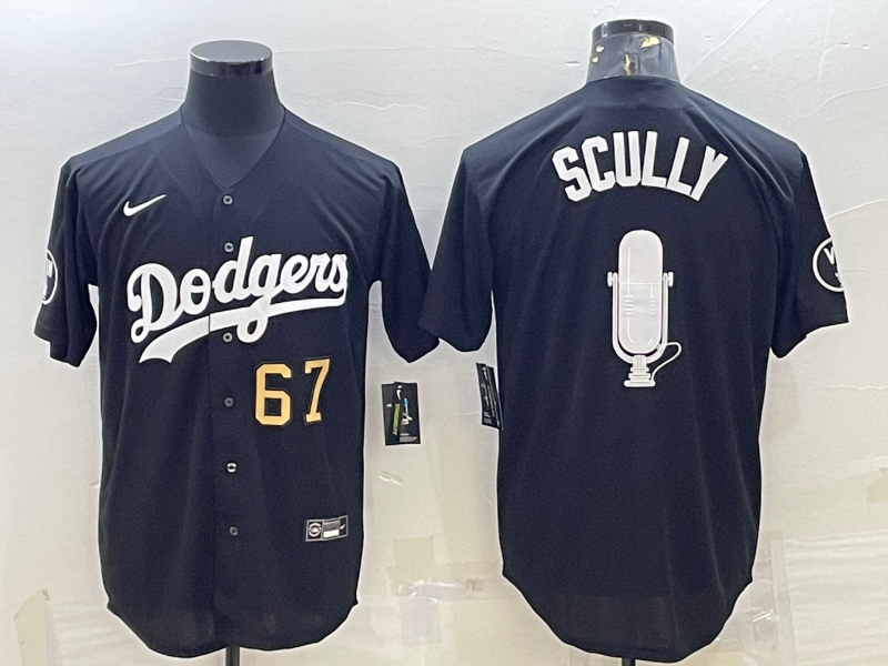 Men's Los Angeles Dodgers #67 Vin Scully Black Big Logo With Vin Scully Patch Stitched Jersey Men's Los Angeles Dodgers #67 Vin Scully Black Big Logo With Vin Scully Patch Stitched Jersey