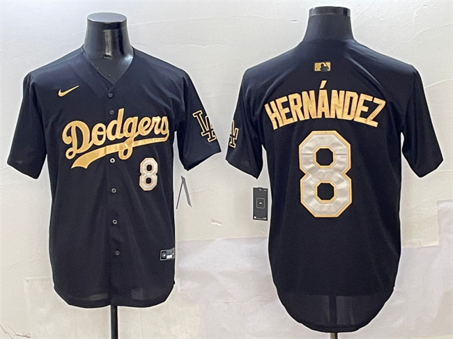 Men's Los Angeles Dodgers #8 Enrique Hernández Black/Gold Limited Stitched Baseball Jersey Men's Los Angeles Dodgers #8 Enrique Hernández Black/Gold Limited Stitched Baseball Jersey