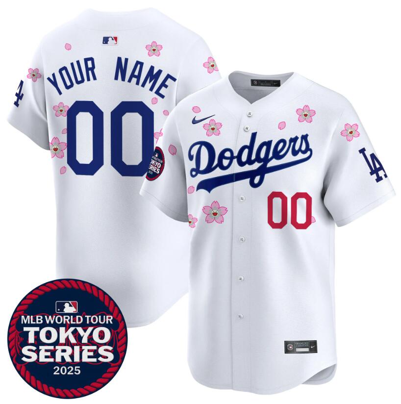 Men's Los Angeles Dodgers Active Player Custom White 2025 Tokyo Series Limited Stitched Baseball Jersey Men's Los Angeles Dodgers Active Player Custom White 2025 Tokyo Series Limited Stitched Baseball Jersey
