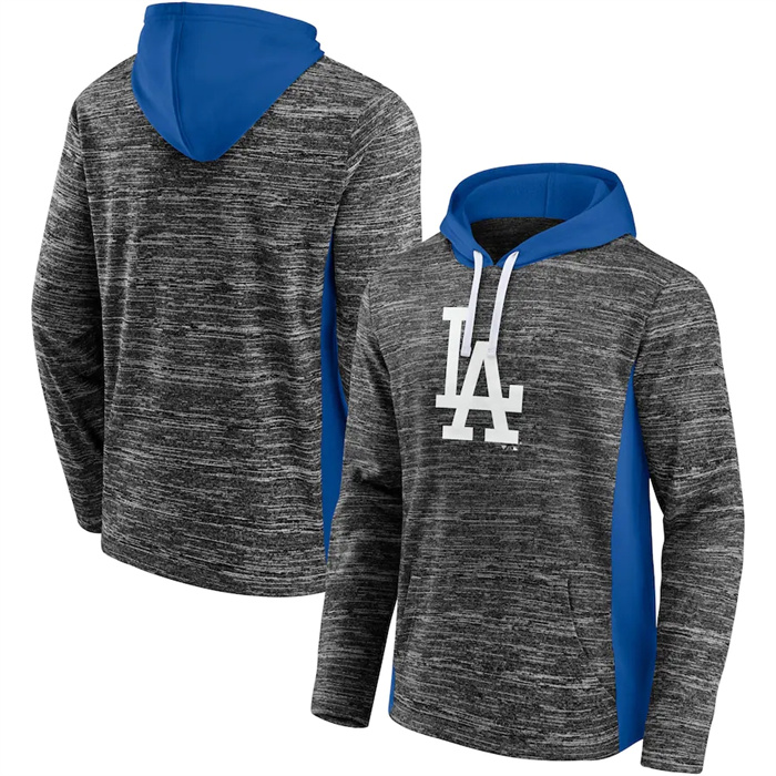 Men's Los Angeles Dodgers Gray Royal Instant Replay Color Block Pullover Hoodie Men's Los Angeles Dodgers Gray Royal Instant Replay Color Block Pullover Hoodie