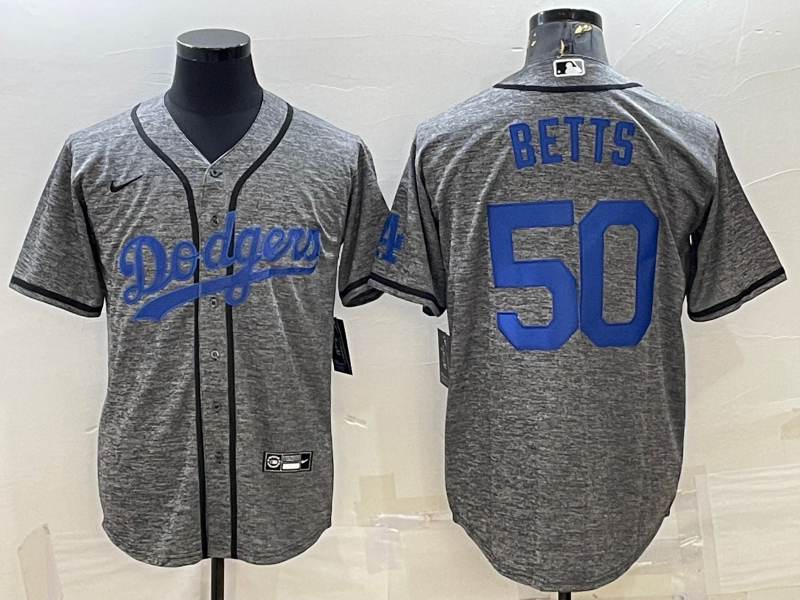 Men's Los Angeles Dodgers #50 Mookie Betts Grey Cool Base Stitched Jersey Men's Los Angeles Dodgers #50 Mookie Betts Grey Cool Base Stitched Jersey