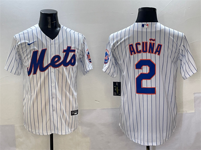 Men's New York Mets #2 Luisangel Acuña White Cool Base Stitched Baseball Jersey
